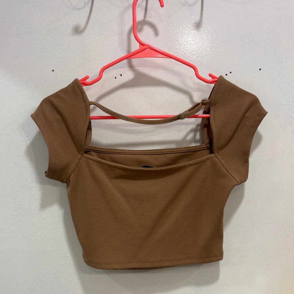 Chic Tan Ribbed Crop Top - Picture 3 of 5